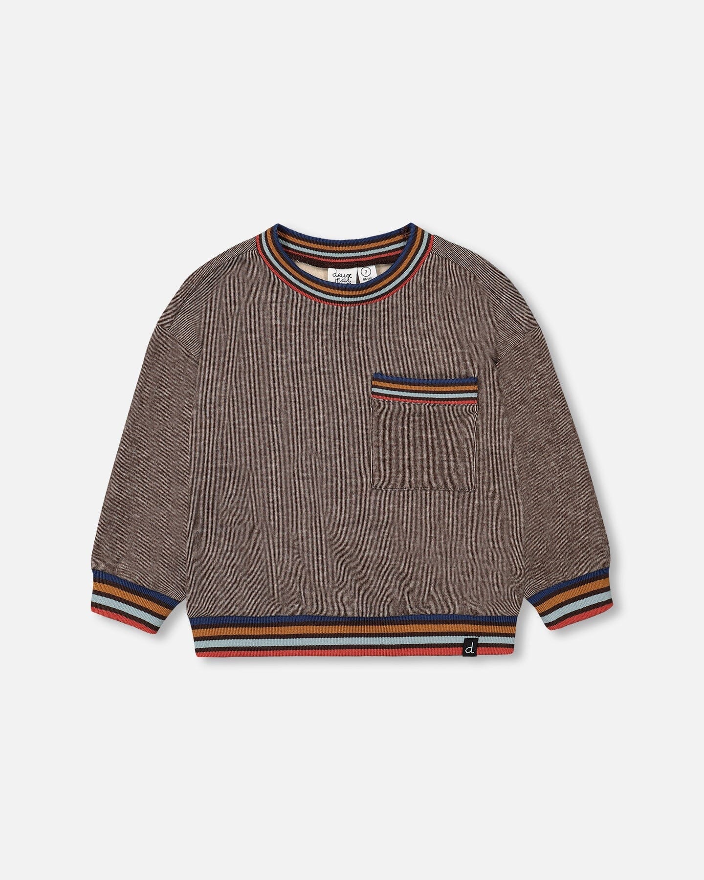 Super Soft Brushed Rib Sweatshirt With Pocket Brown Mix - F20T74_989