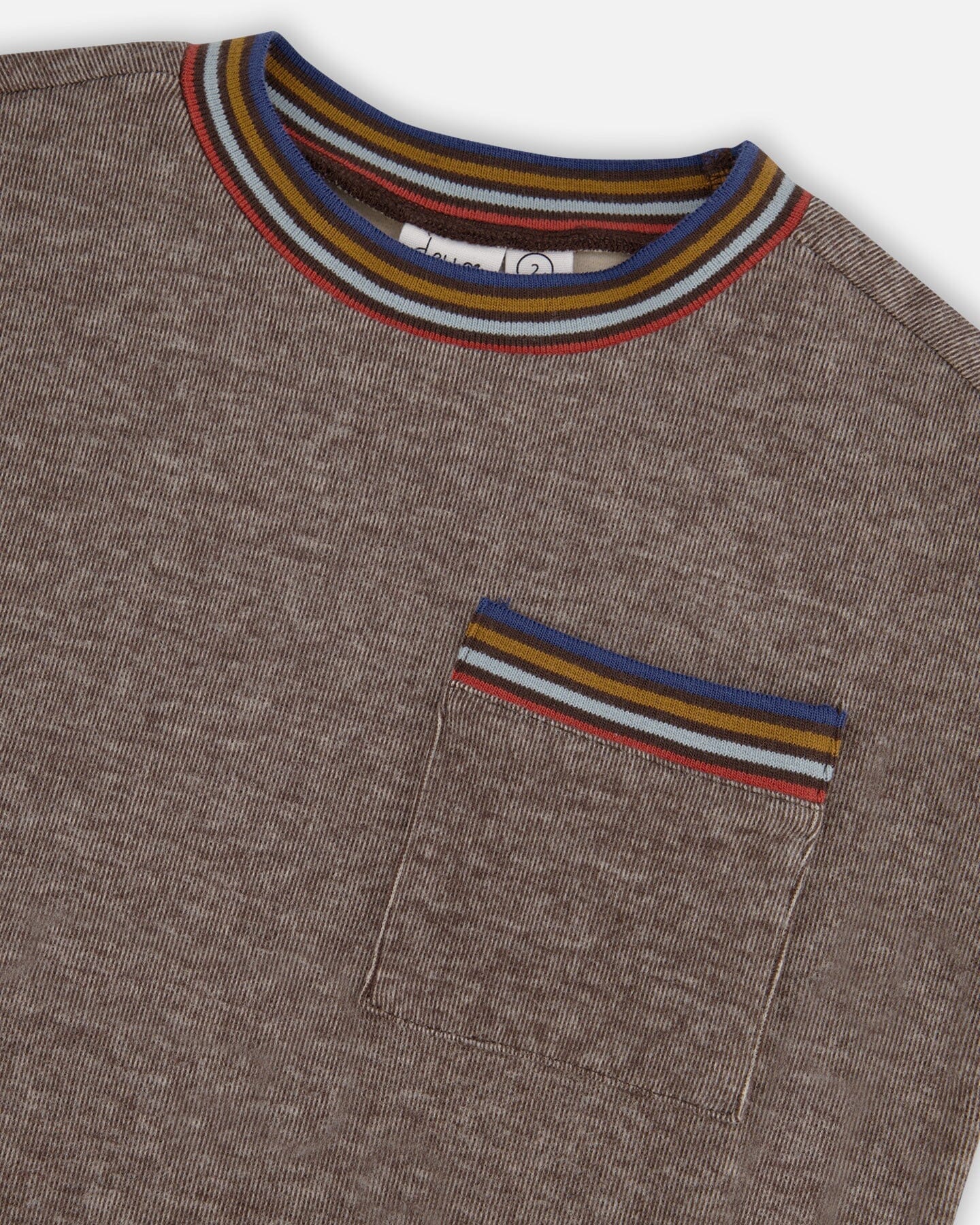 Super Soft Brushed Rib Sweatshirt With Pocket Brown Mix - F20T74_989