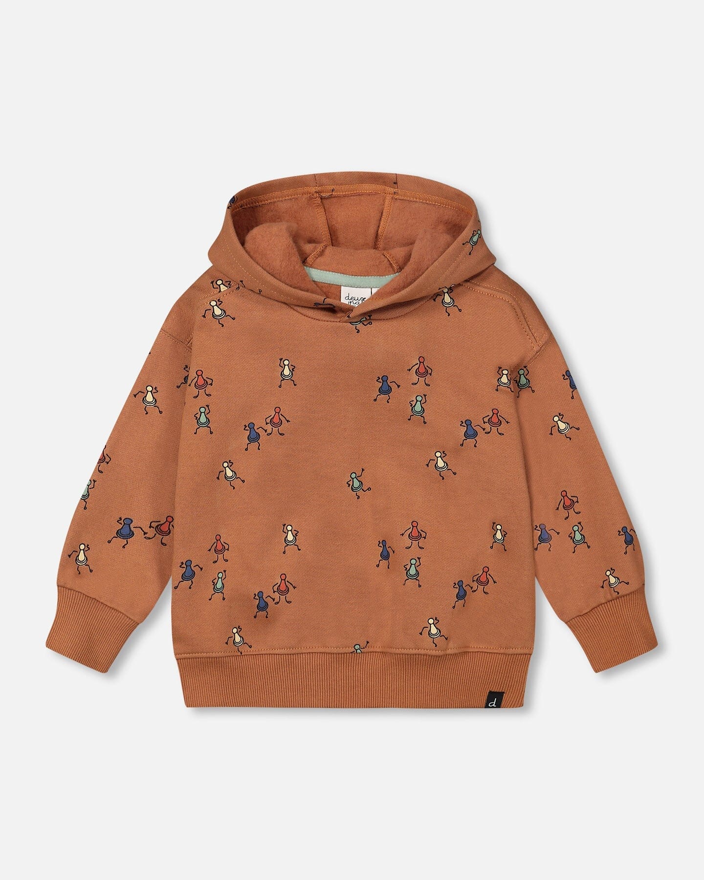 Fleece Hoodie Caramel With Printed Pawns - F20T75_915