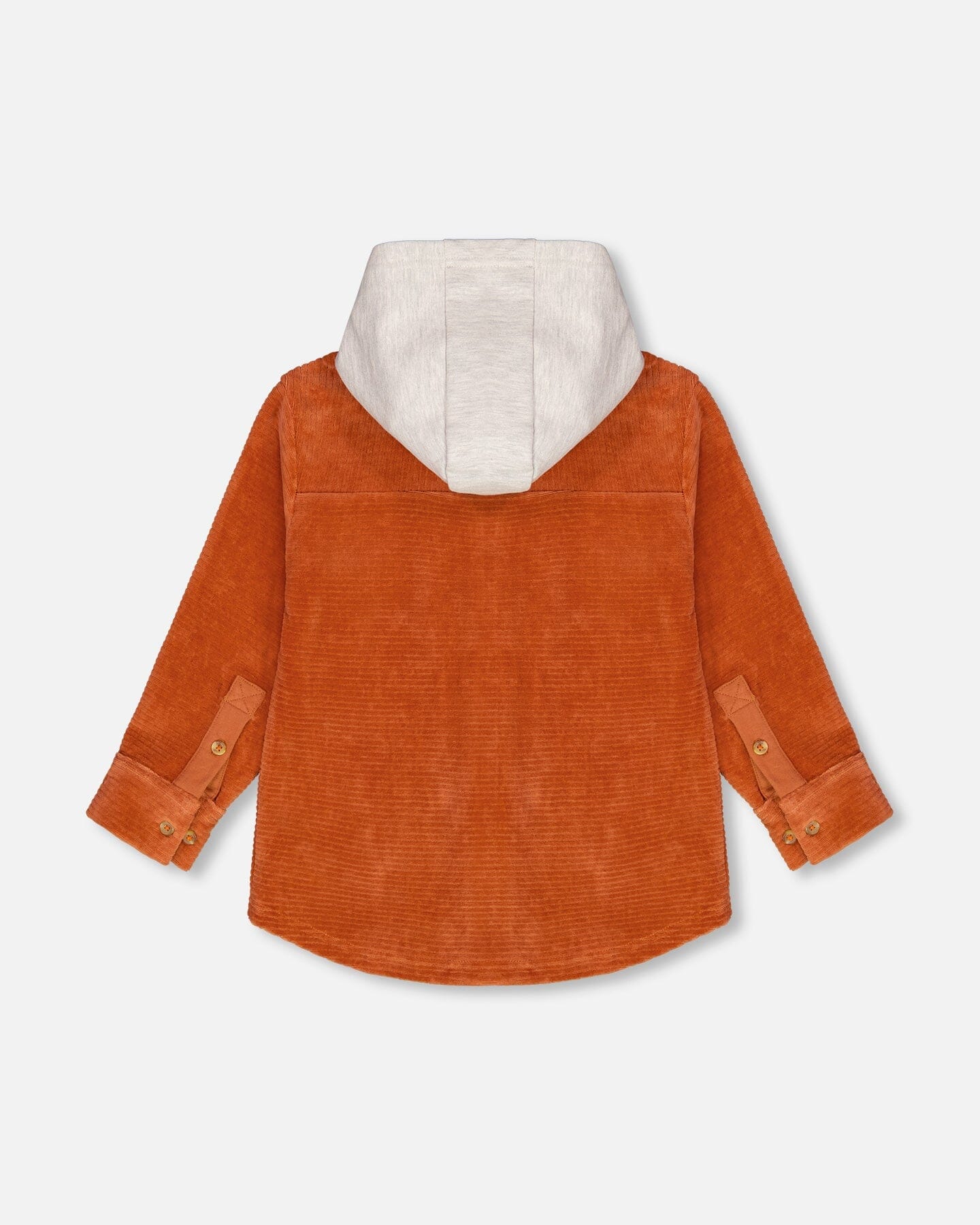 Ribbed Velvet Oversized Hooded Shirt Burnt Orange - F20U14_959