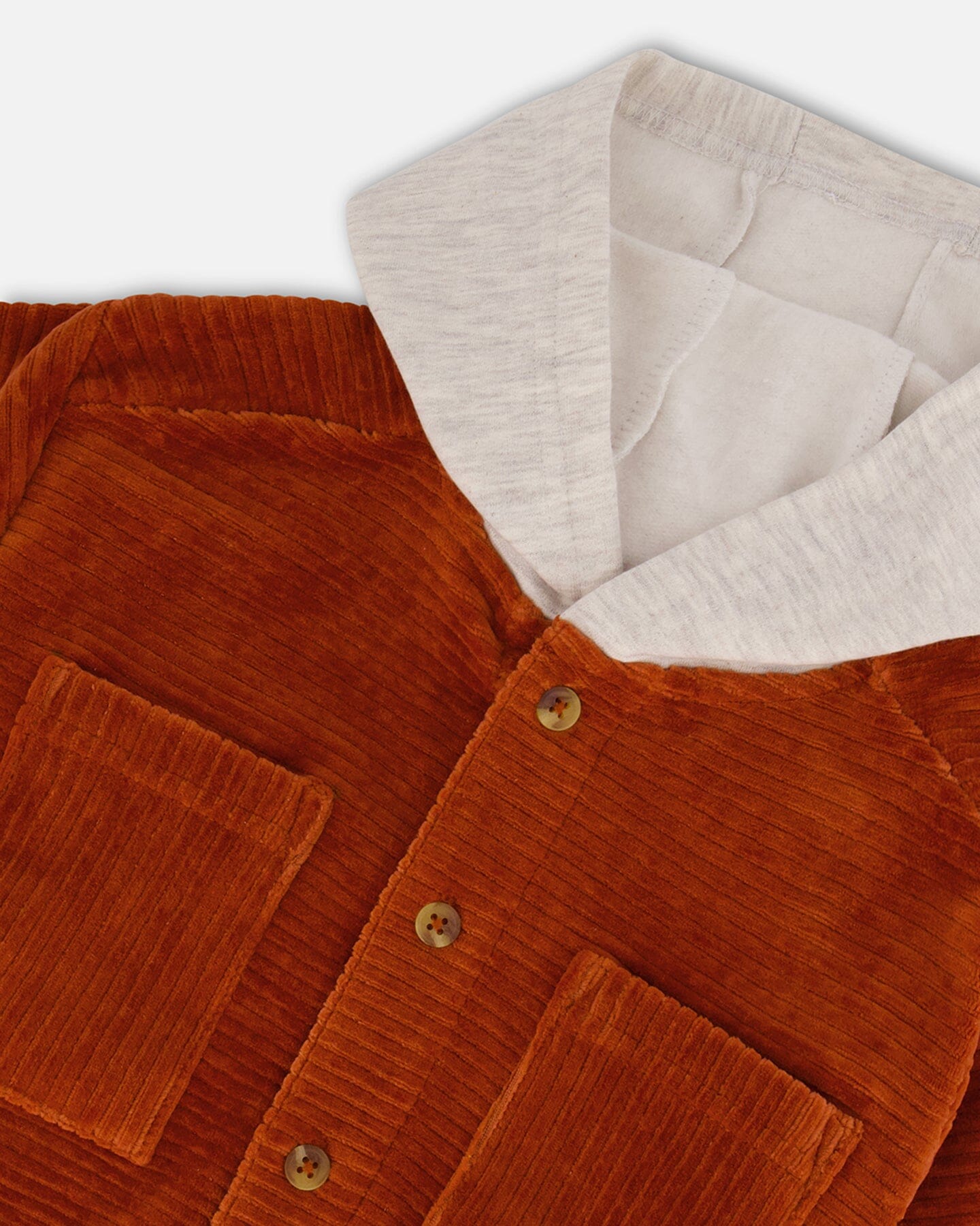 Ribbed Velvet Oversized Hooded Shirt Burnt Orange Sweaters & Hoodies Deux par Deux 