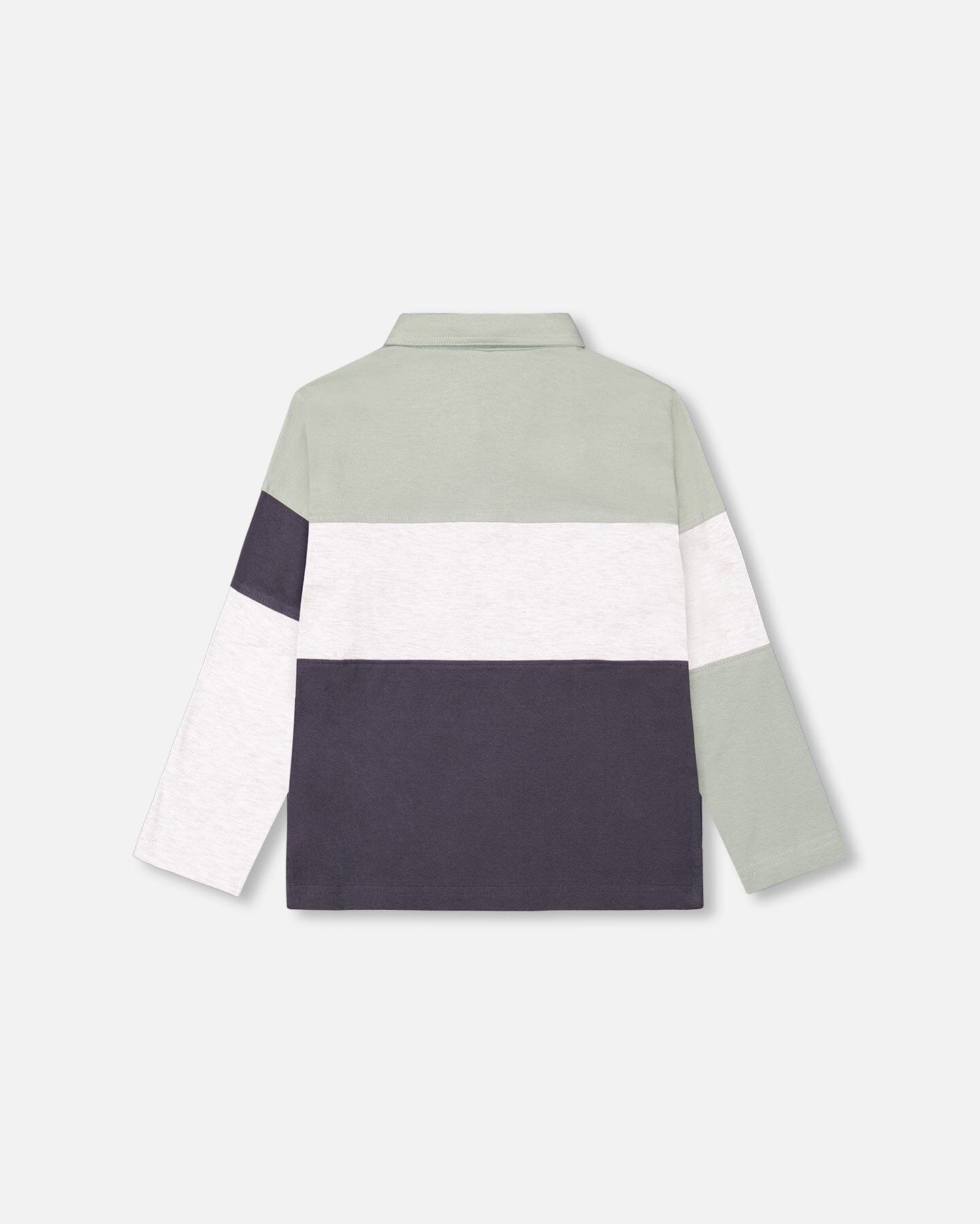 Color Block Jersey Polo Top Sage Green, Oatmeal And Grey - F20U15_340