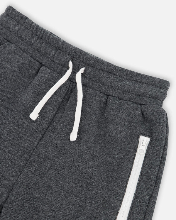 Fleece Sweatpants With Zipper Pockets Dark Grey Mix - F20U21_196