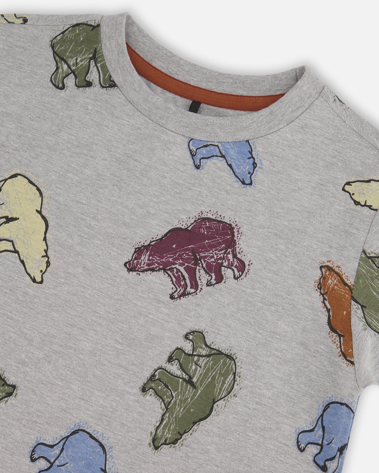 Printed Bear Jersey T-Shirt Grey Mix - F20U71_195