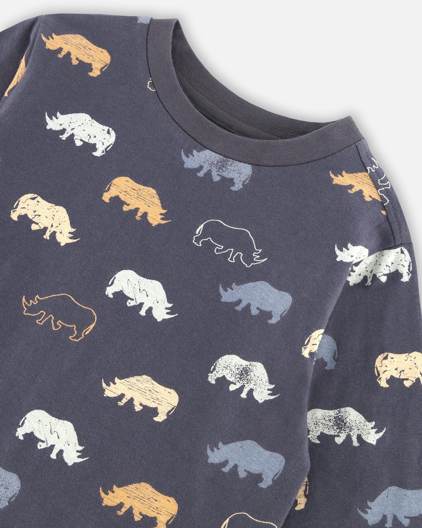 Printed Rhinoceros Jersey T-Shirt Ebony Grey - F20U71_493
