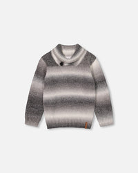 Grey Gradient Knitted Sweater With Collar - F20UT76_000