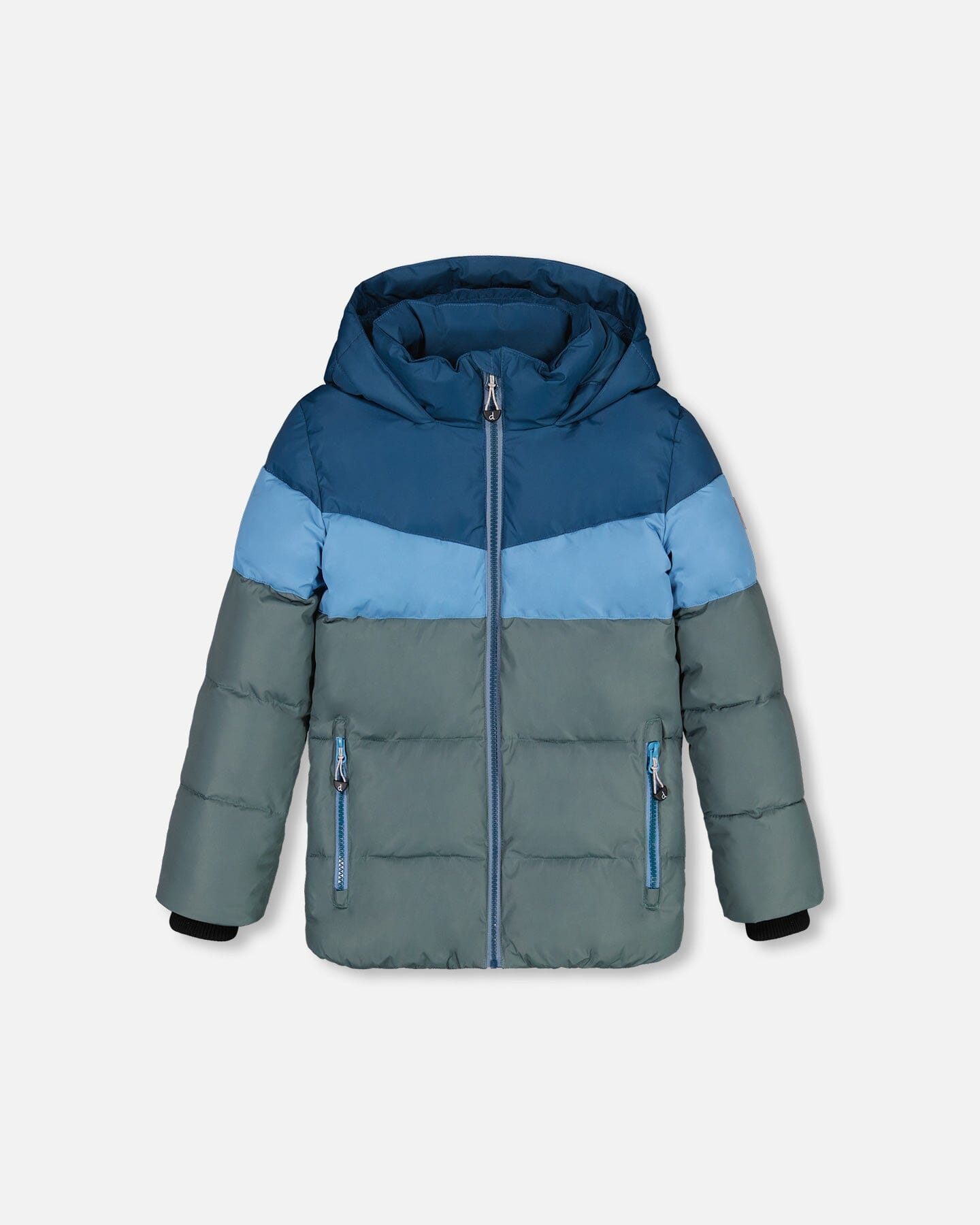 Puffy Jacket Green And Teal Color Block - F20W57_387