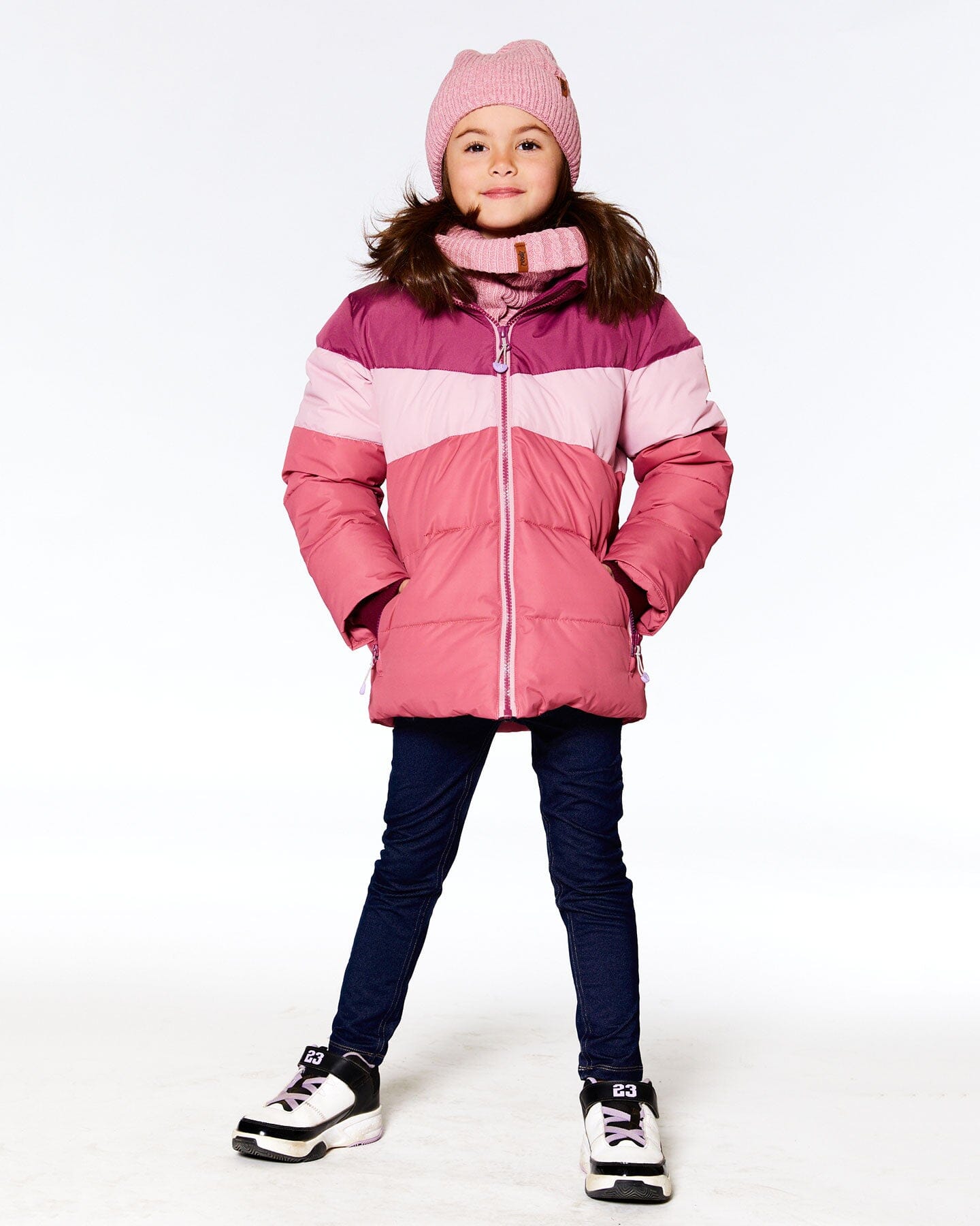 Puffy Jacket Pink And Plum Color Block - F20W57_679
