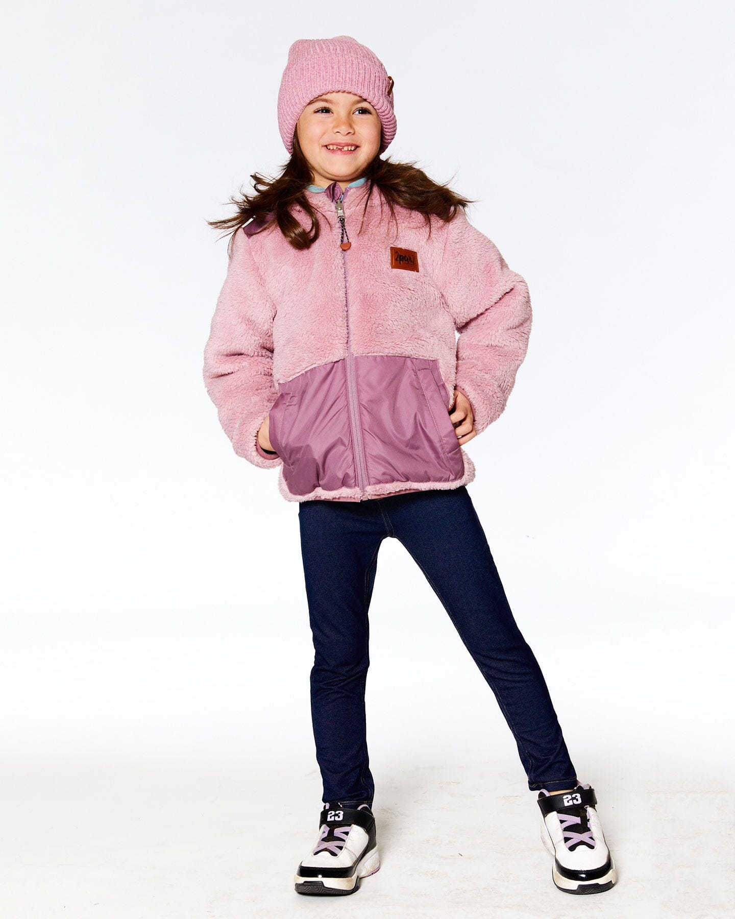 Transition Reversible Sherpa And Nylon Jacket Old Pink - F20W60_555