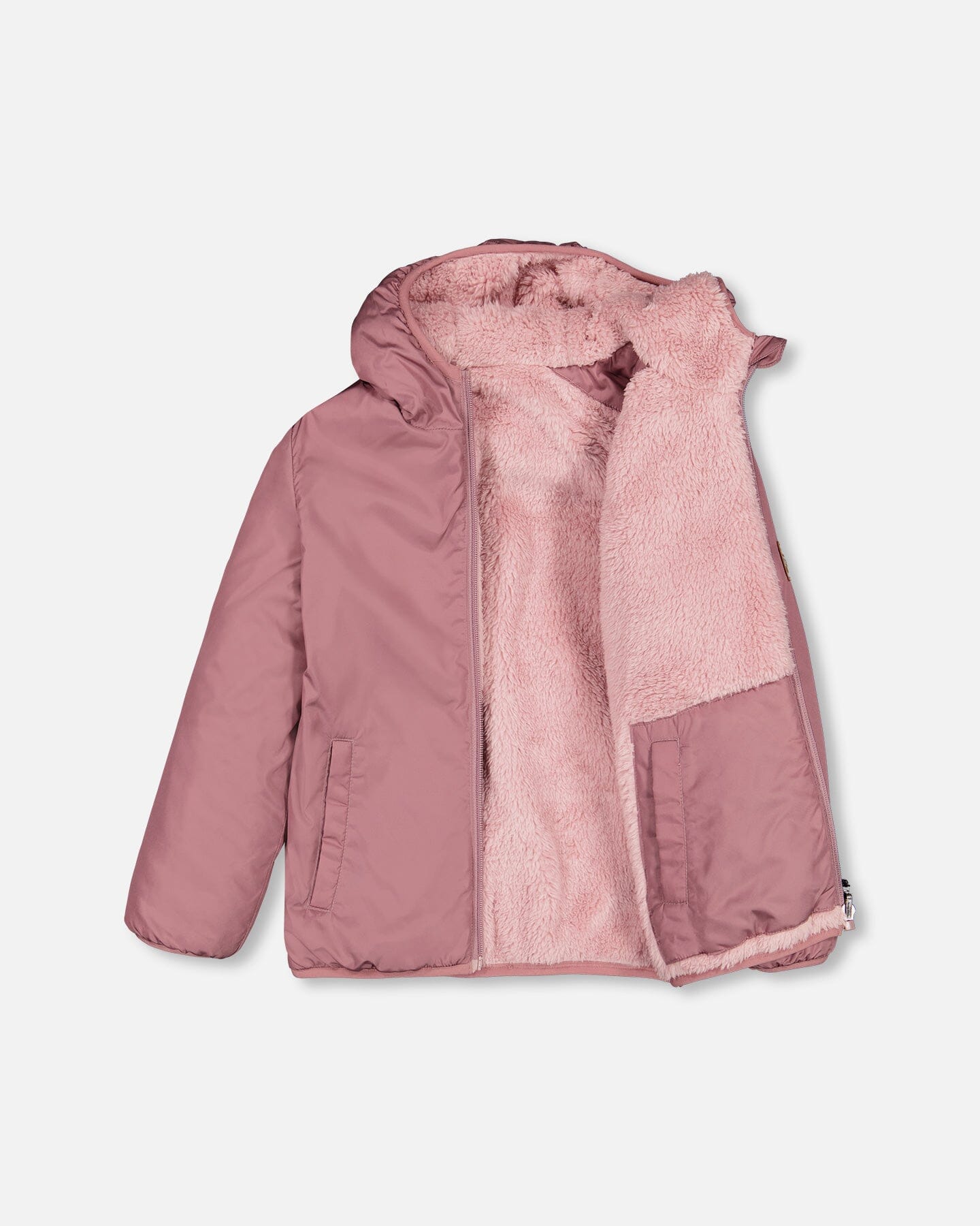Transition Reversible Sherpa And Nylon Jacket Old Pink - F20W60_555