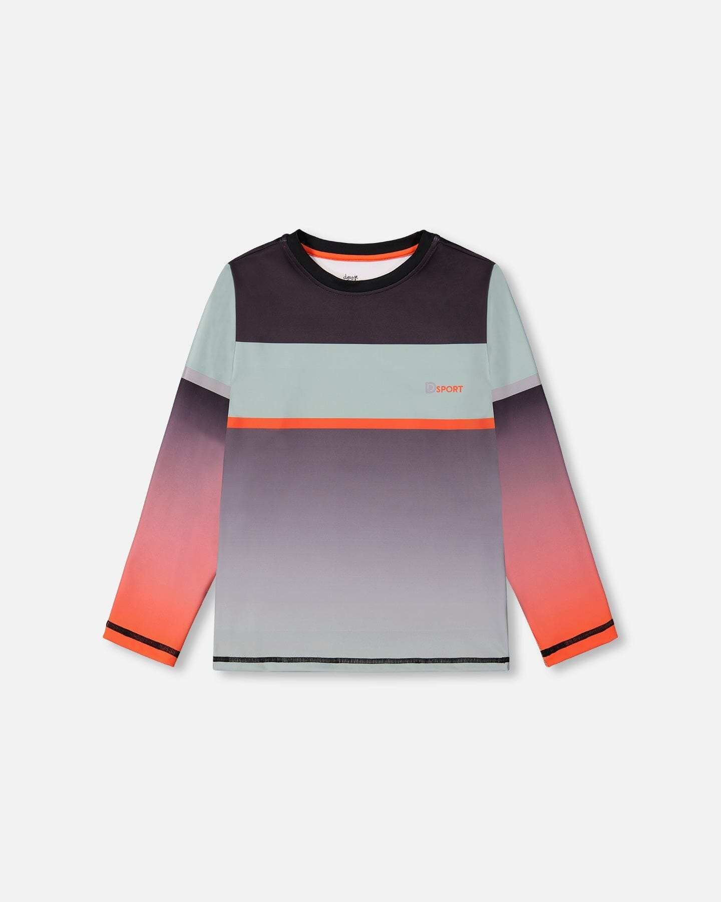 Long Sleeve Athletic Top Grey And Neon Orange - F20XB73_000