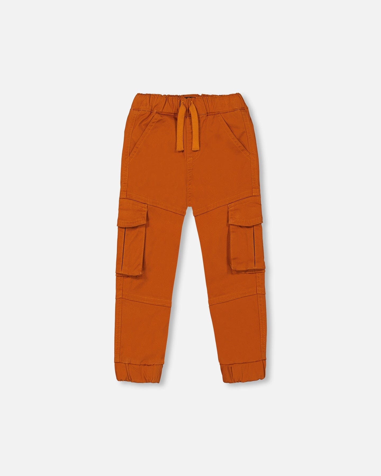 Stretch Twill Jogger Pants With Cargo Pockets Brown-Orange - F20YB20_959