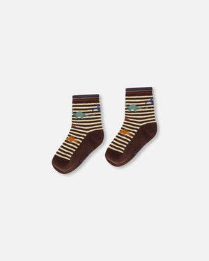 Socks Brown And Beige Stripe - F20YBS_989