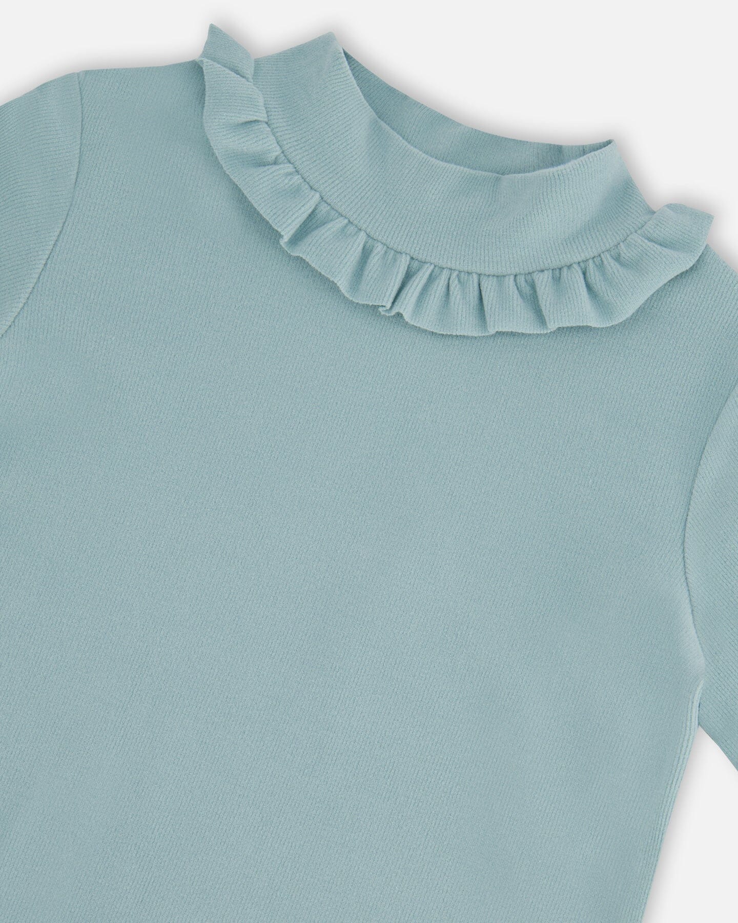 Super Soft Brushed Rib Mock Neck Top With Frills Mint - F20YG72_339