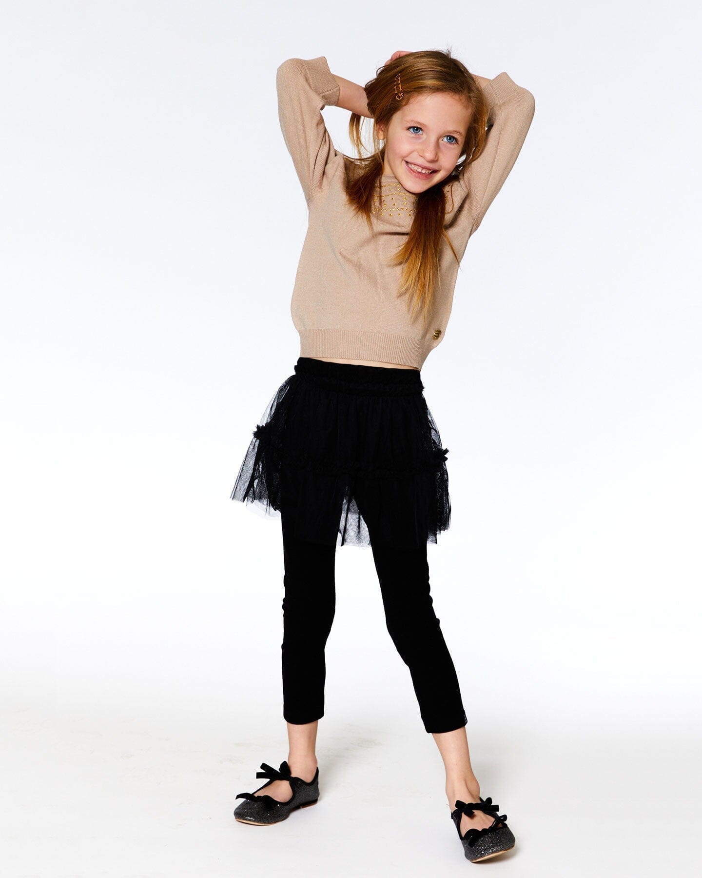 Super Soft Leggings With Tulle Skirt Black - F20YG81_999