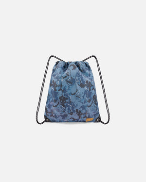 Drawstring Gym Bag Blue And Black Cartography Print - F20ZSC_017