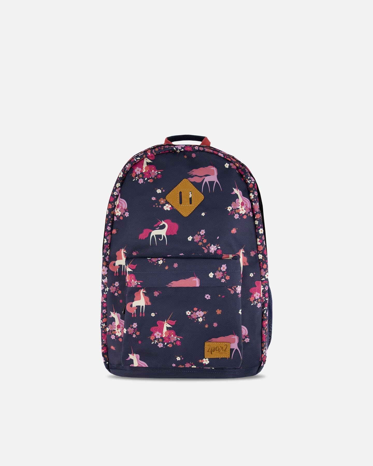 Kids Backpack Navy Flowery Unicorn Print - F20ZSD_019