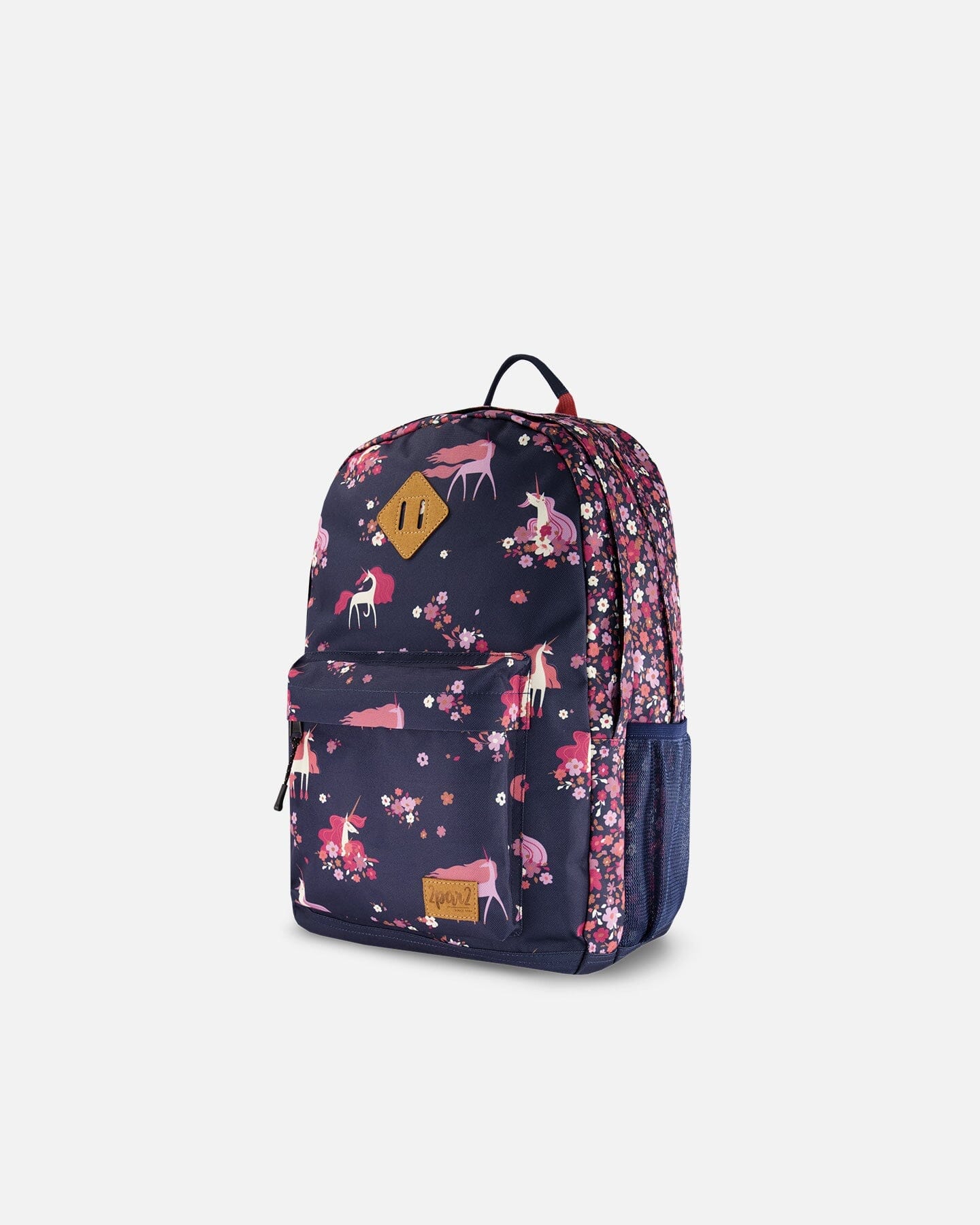 Kids Backpack Navy Flowery Unicorn Print - F20ZSD_019