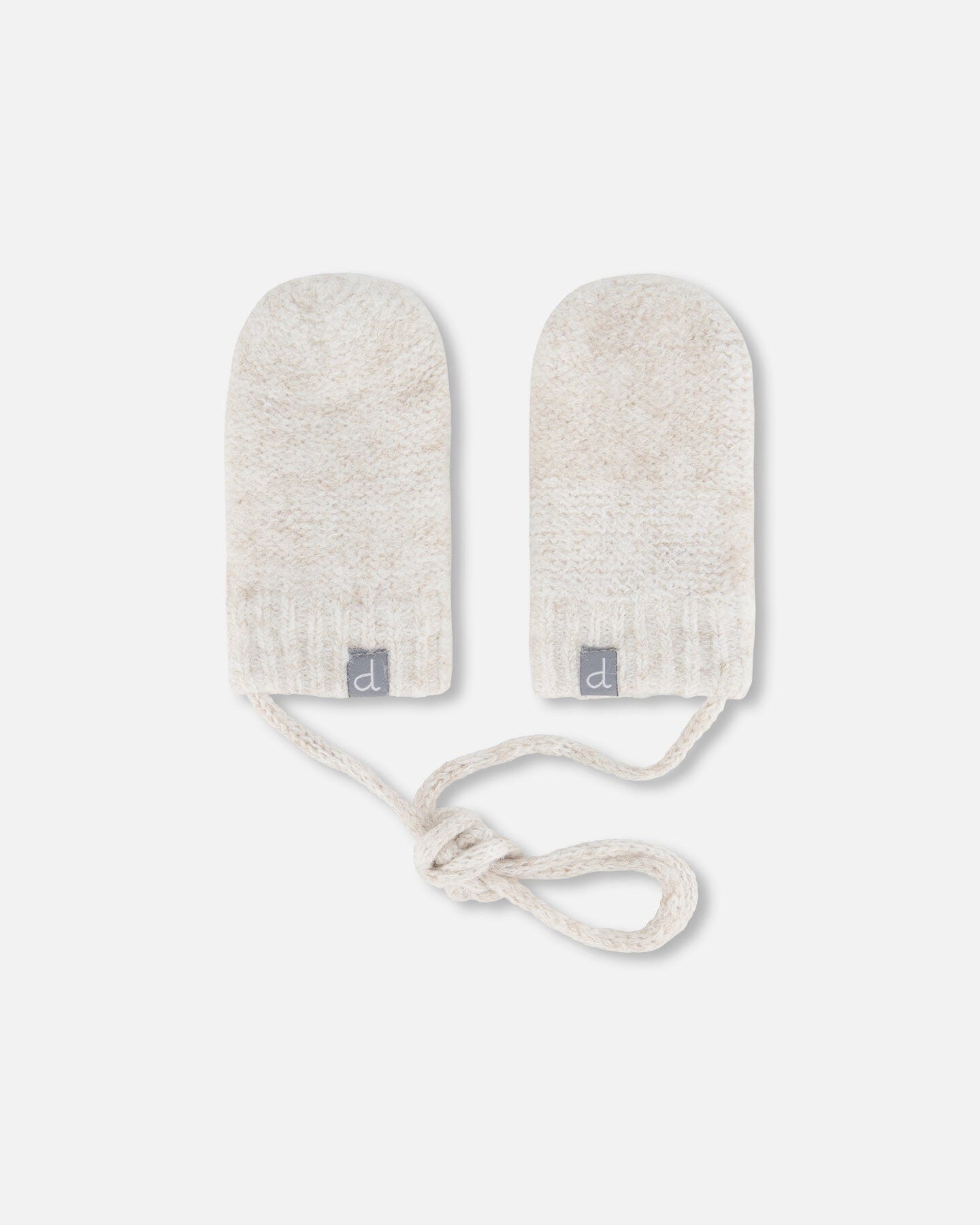 Newborn Knitted Mittens Champagne White With Cord And No Thumbs Winter Accessories Deux par Deux 