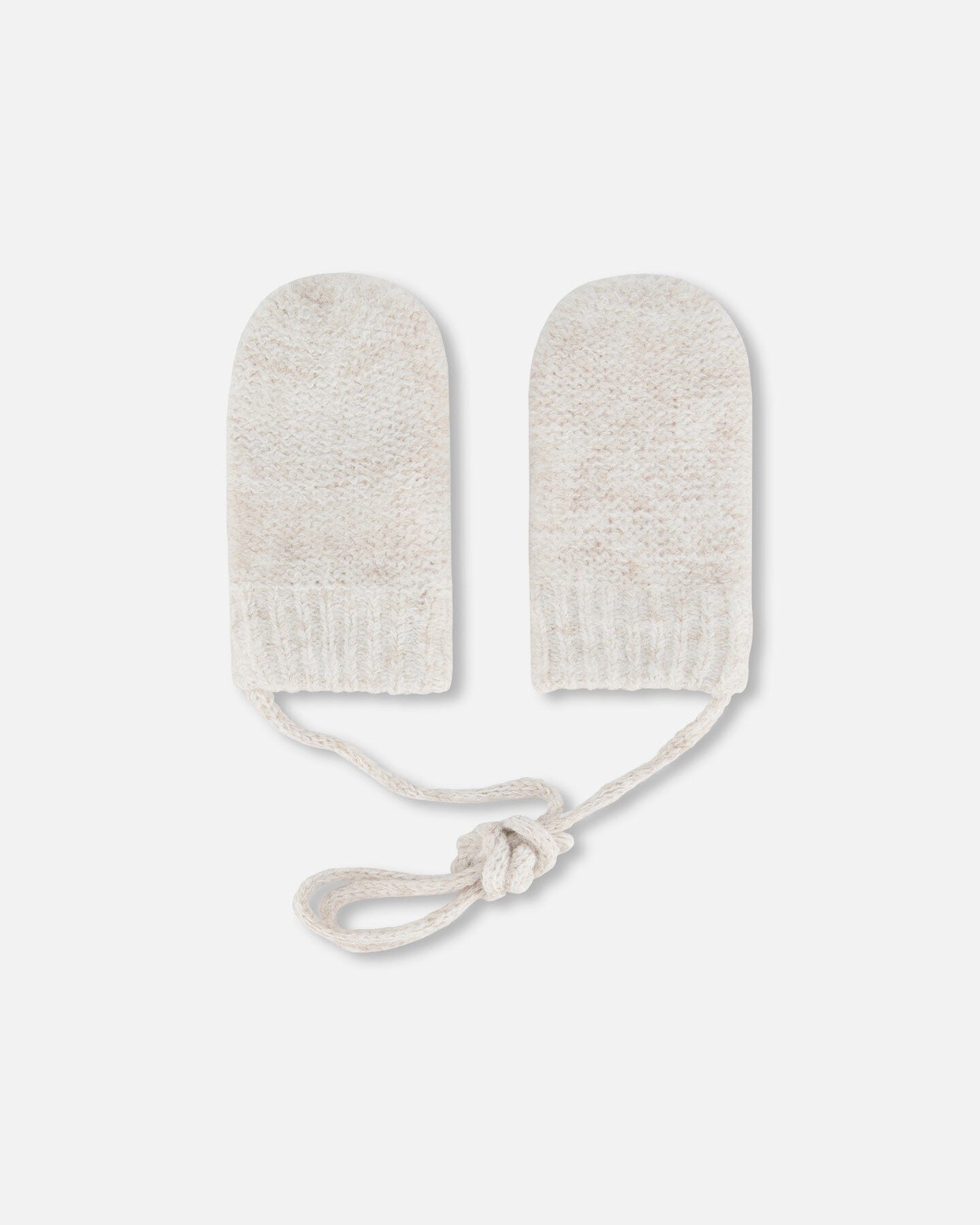 Newborn Knitted Mittens Champagne White With Cord And No Thumbs Winter Accessories Deux par Deux 