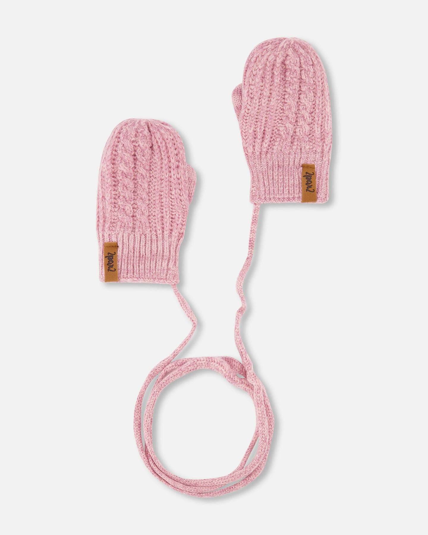 Baby Knitted Mittens With String Ancient Rose Winter Accessories Deux par Deux 