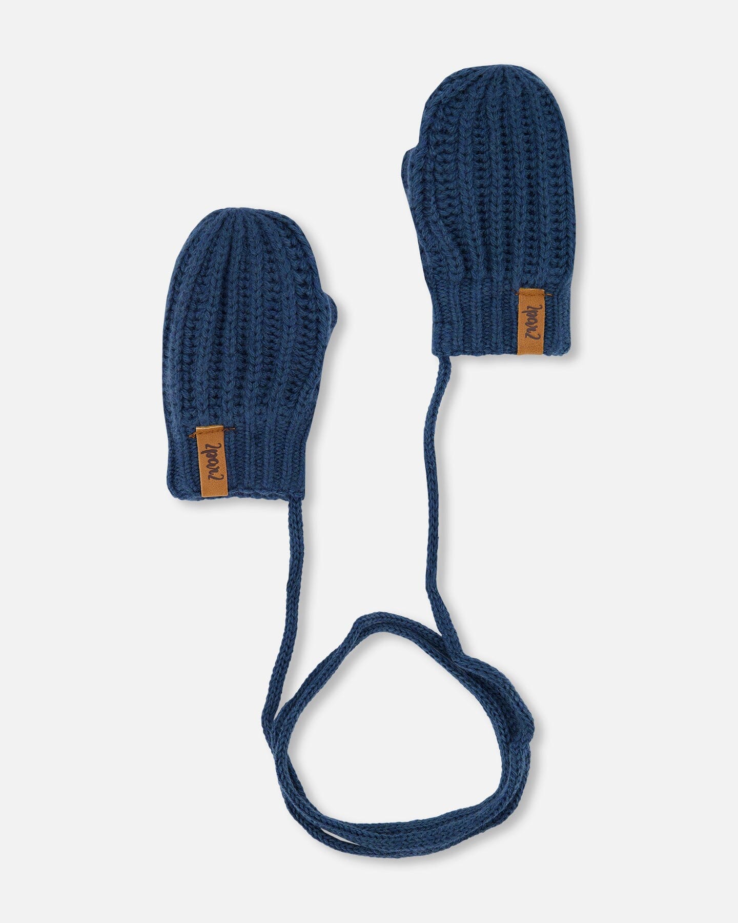Baby Knitted Mittens With String Navy Winter Accessories Deux par Deux 