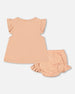 Organic Cotton Top And Bloomers Set Peach Rose With Printed Heart - F30A11_645