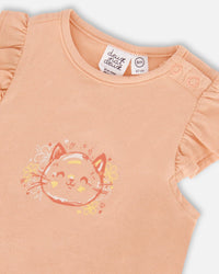 Organic Cotton Top And Bloomers Set Peach Rose With Printed Heart - F30A11_645