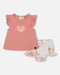 Organic Pointelle Knit Top And Bloomers Set Old Rose - F30A11_681