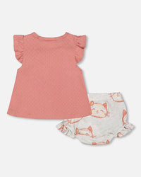 Organic Pointelle Knit Top And Bloomers Set Old Rose - F30A11_681