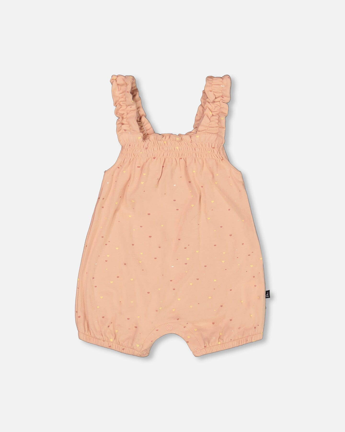 Organic Cotton Onesie And Shortall Set Peach Rose With Printed Heart - F30A12_079