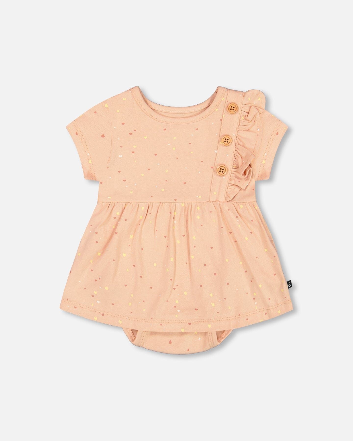 Organic Cotton Printed Romper Peach Rose With Printed Heart - F30A41_079