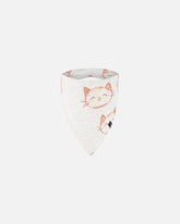 Bavoir beige chiné avec imprimé de chats en coton biologique