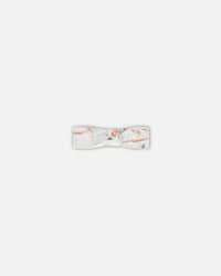 Organic Cotton Headband Heather Beige With Printed Cat - F30AHB_078