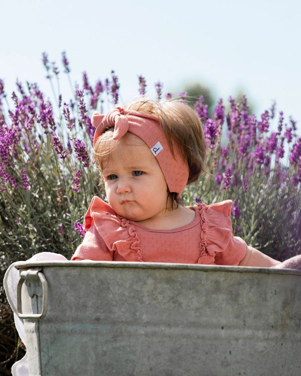 Organic Cotton Pointelle Knit Headband Old Rose - F30AHB_681