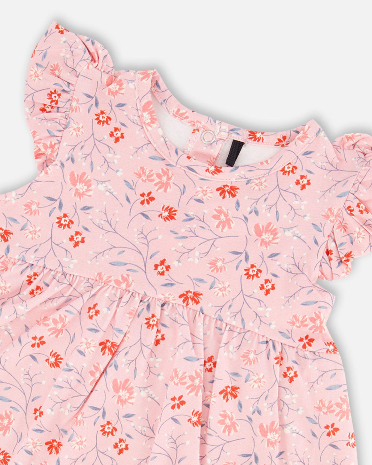 Organic Cotton Long Tunic And Leggings Set Printed Pink Small Flowers - F30B12_074