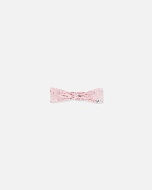 Organic Cotton Headband Printed Pink Small Flower - F30BHB2_074