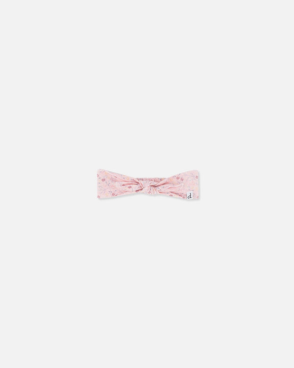 Organic Cotton Headband Printed Pink Small Flower - F30BHB2_074