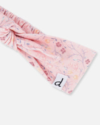 Organic Cotton Headband Printed Pink Small Flower - F30BHB2_074