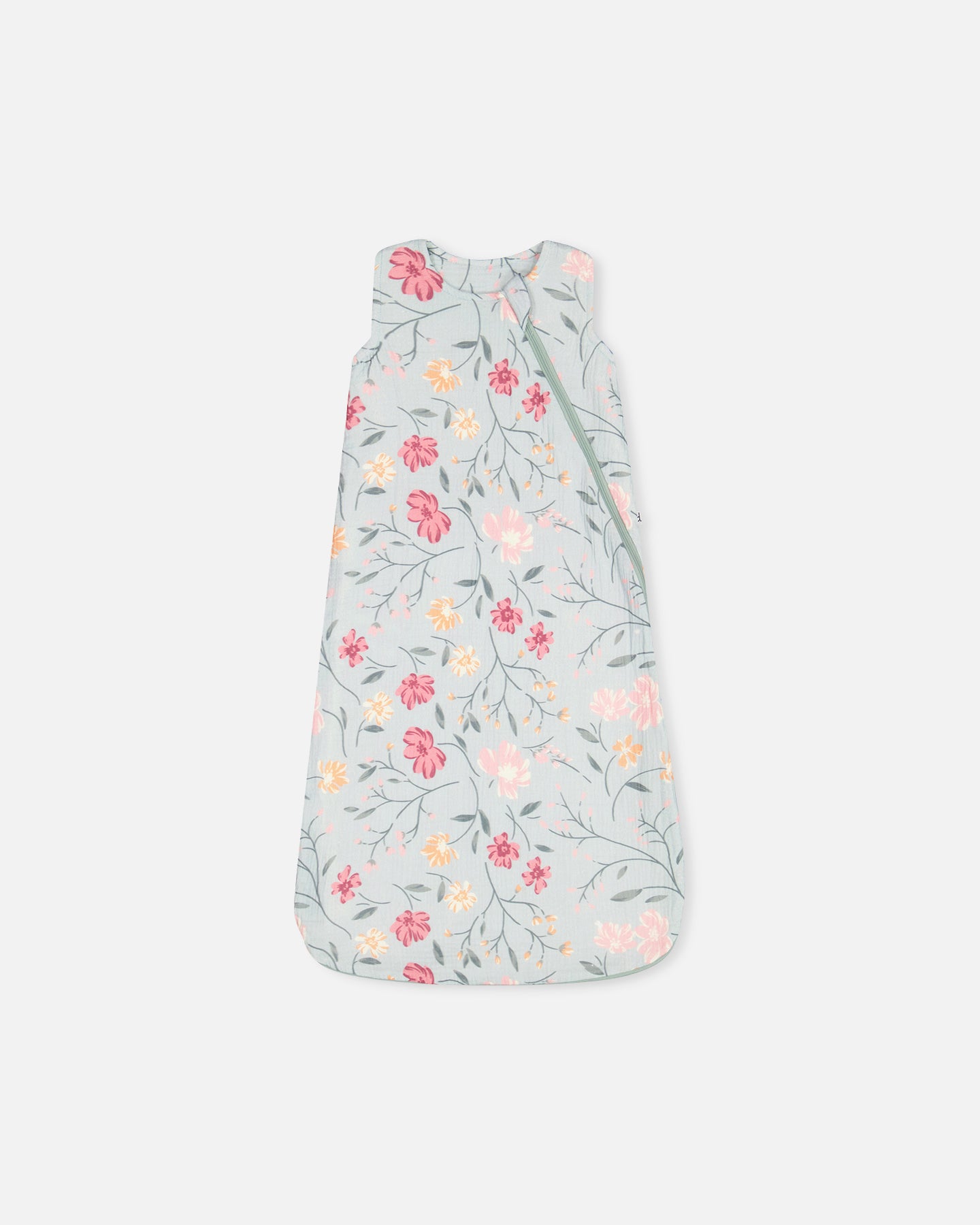 Cotton Muslin Sleep Bag Light Blue With Printed Romantic Flowers - F30BSB_073
