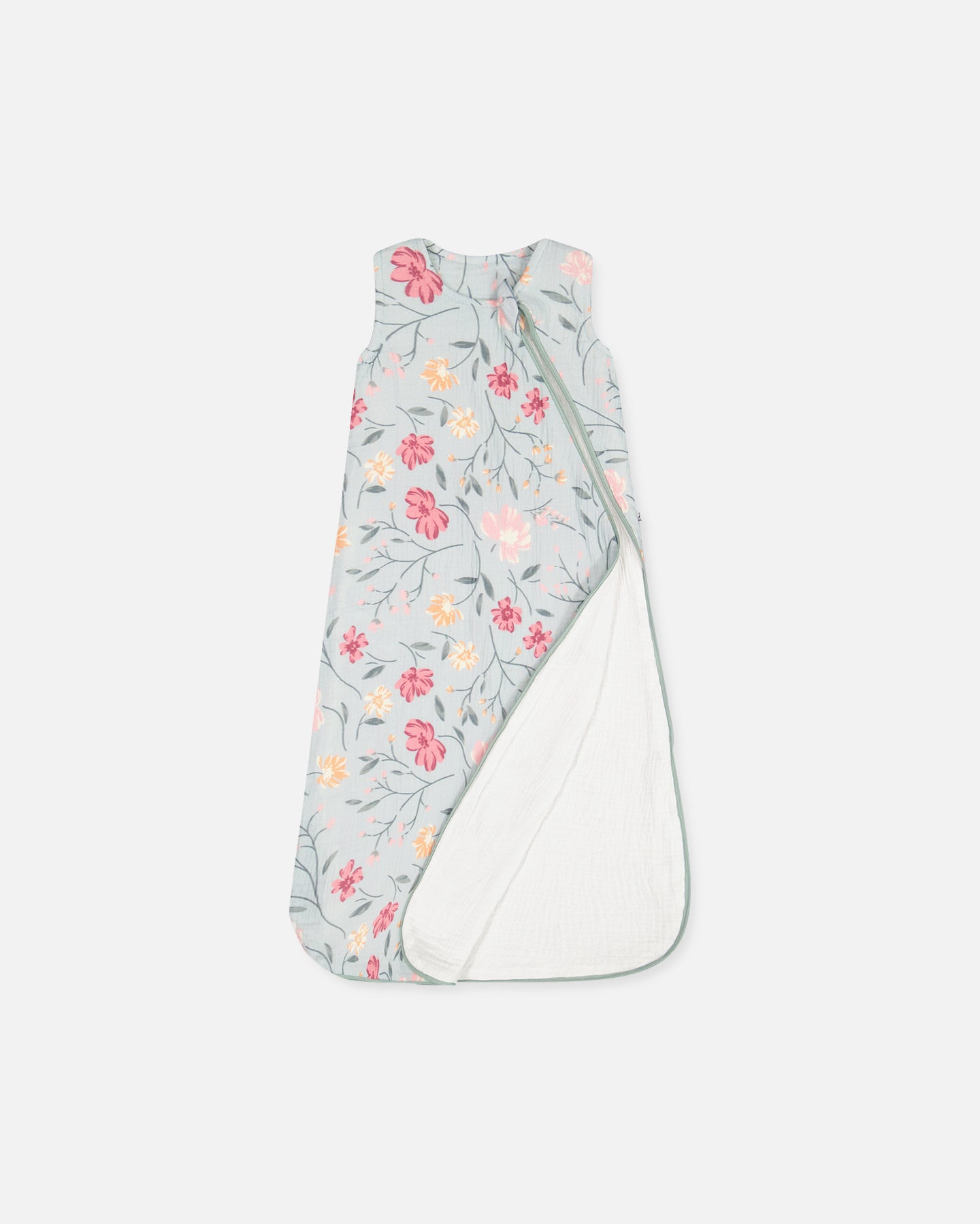 Cotton Muslin Sleep Bag Light Blue With Printed Romantic Flowers - F30BSB_073