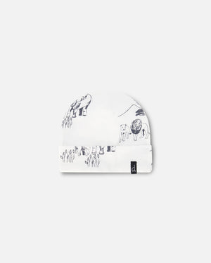 Organic Cotton Hat White With Printed Jungle - F30CH_075