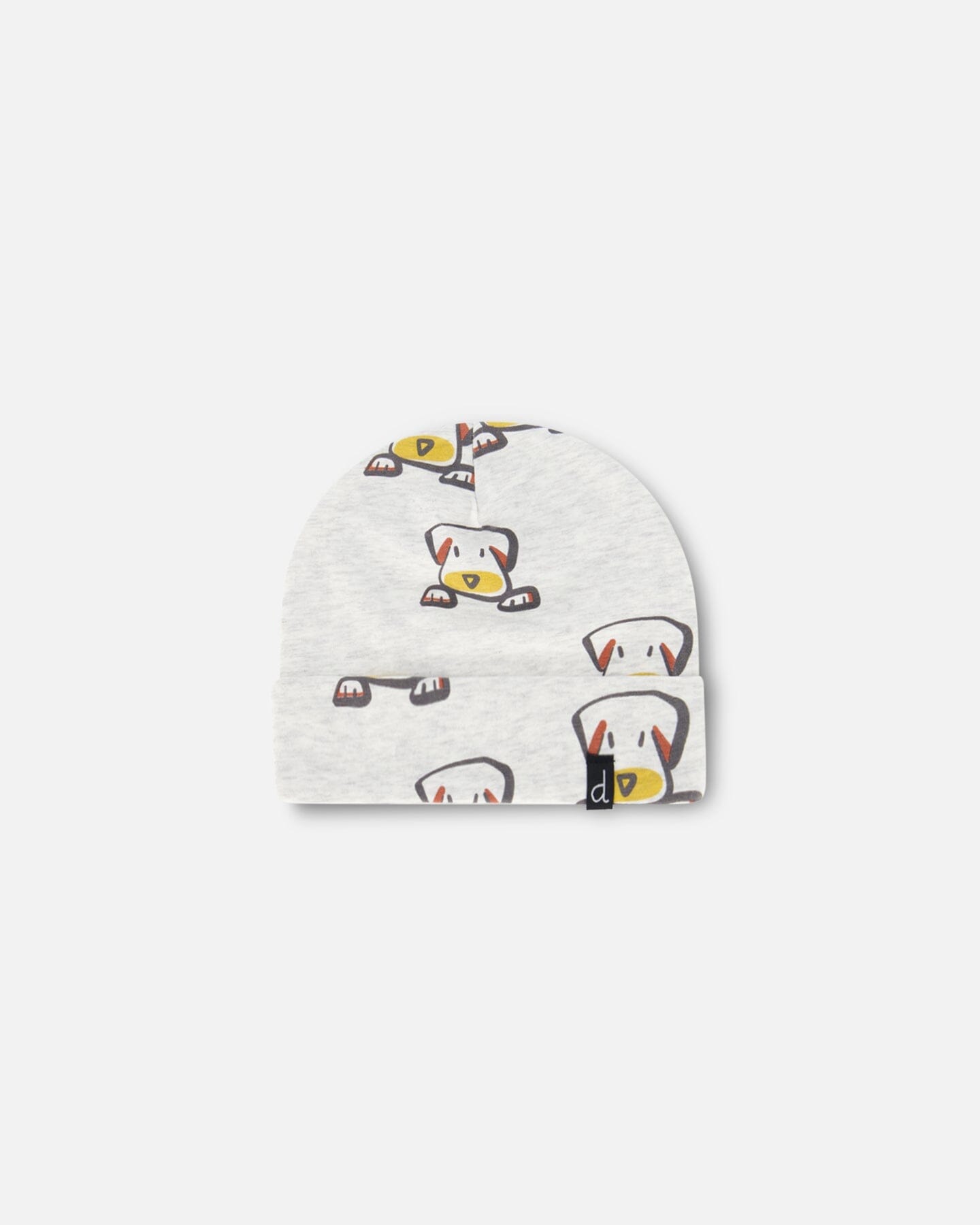 Organic Cotton Hat Heather Beige With Printed Dog - F30CH_080