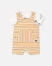 Organic Cotton Onesie And Shortall Set Sand Stripe - F30D11_077