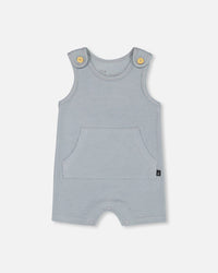 Organic Cotton Onesie And Waffle Shortall Set Blue Gray - F30D11_390