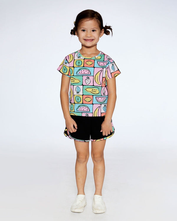 Organic Cotton Jersey Top Printed Fruits Square - F30E70_089