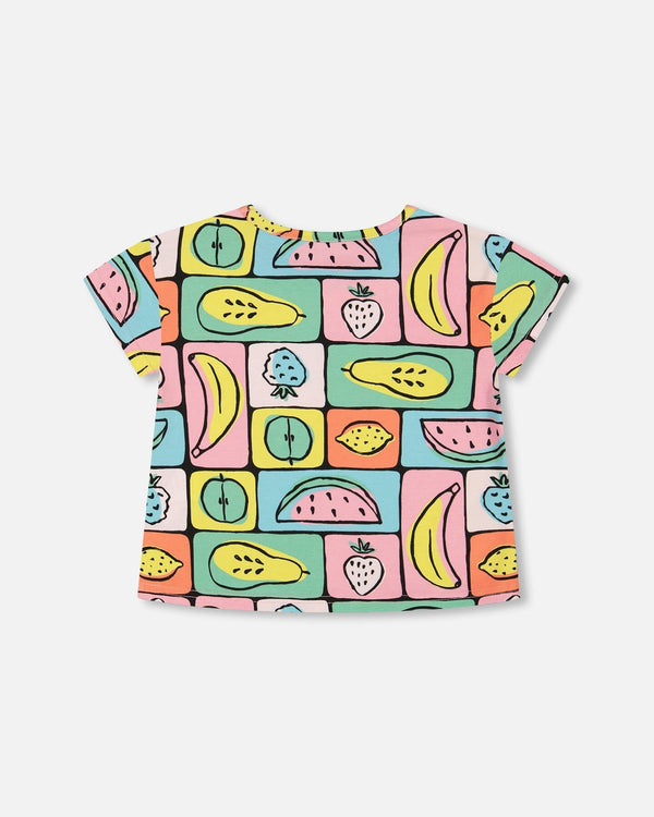 Organic Cotton Jersey Top Printed Fruits Square - F30E70_089