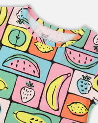 Organic Cotton Jersey Top Printed Fruits Square - F30E70_089