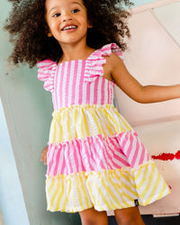 Striped Seersucker Dress Bubble Gum Pink - F30E87_697