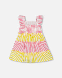 Striped Seersucker Dress Bubble Gum Pink - F30E87_697